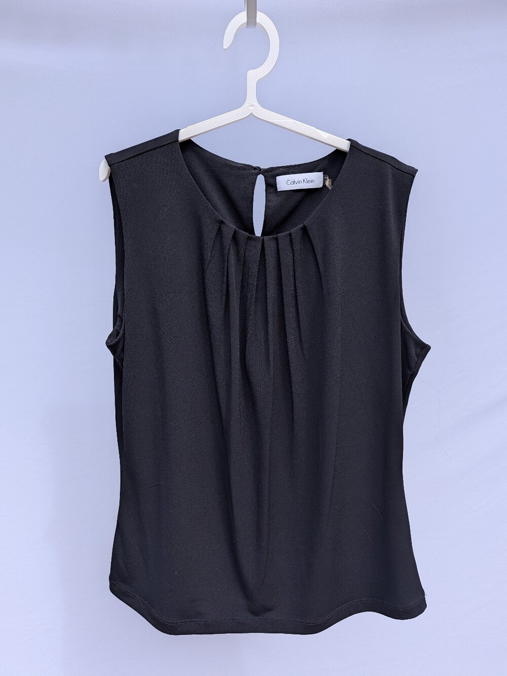 Calvin Klein Pleated Sleeveless Black Blouse